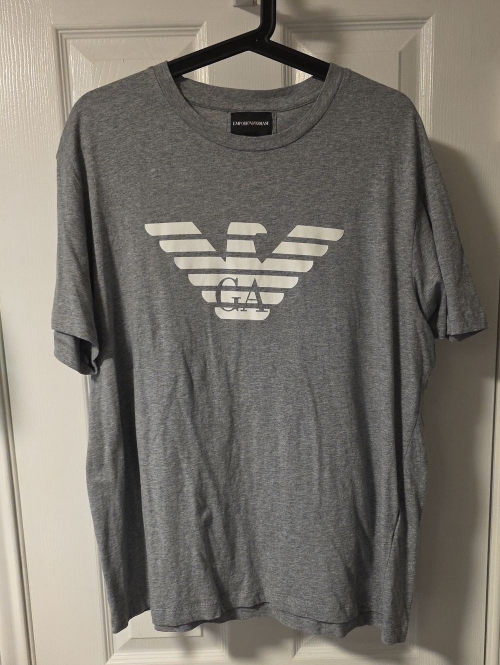 Emporio Armani Gray Short-Sleeve Logo Tee with White Eagle 3XL (Xl In The USA)
